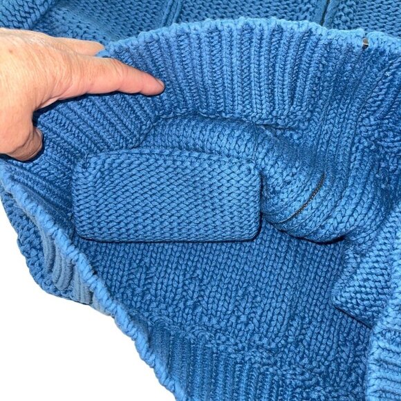 J Crew Mens Sweater Size Medium Blue Nautical Anchor Cowichan Full Zip Pockets - Picture 7 of 8
